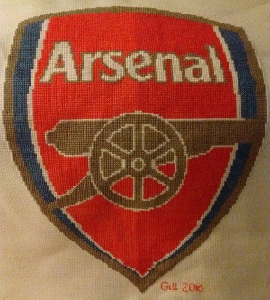 Arsenal badge –hand-stitch by Gill Moon